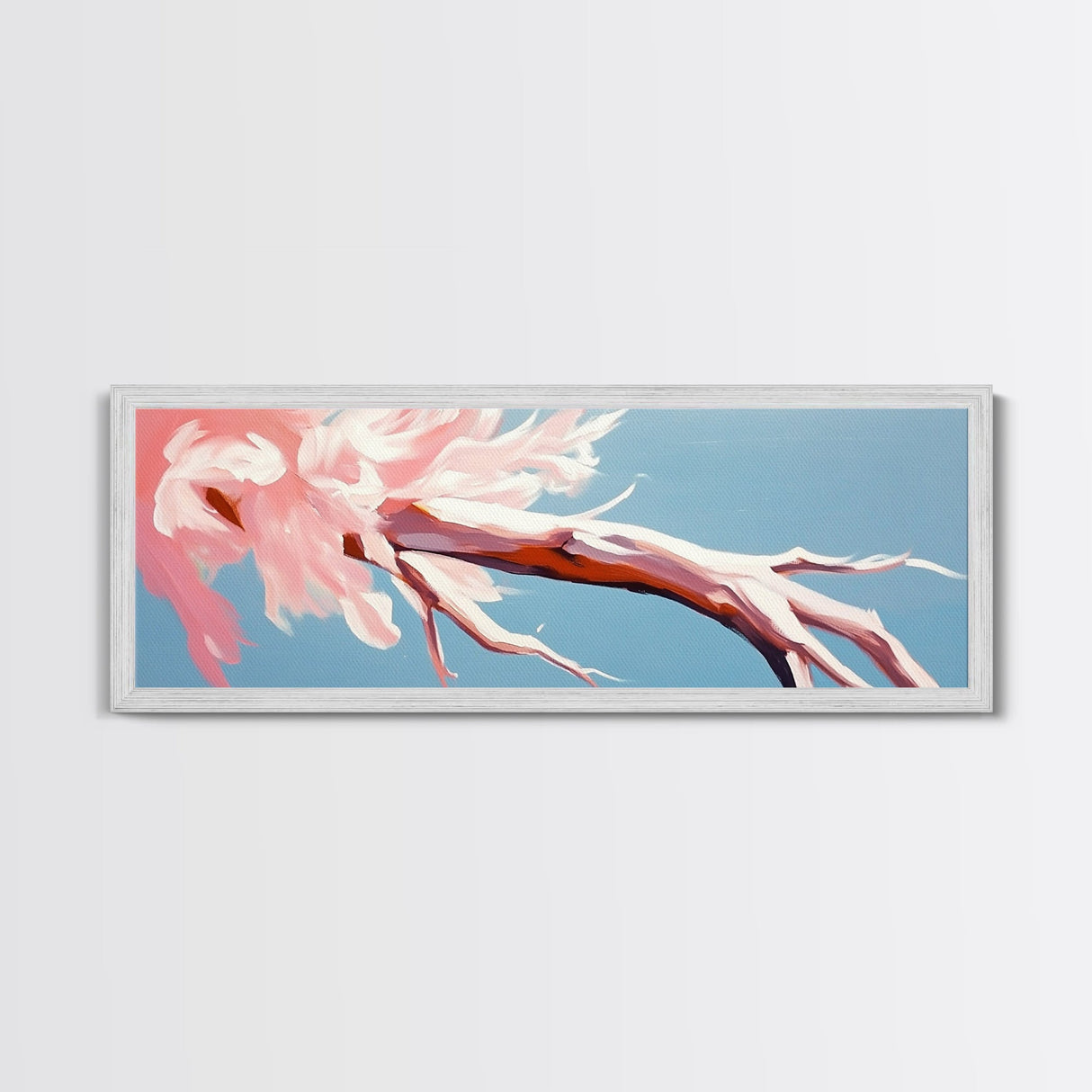 Blossoming Driftwood, Abstract Tree, Whimsical Nature, Framed Canvas Print, Bedroom Wall Art, Soft Pastel Decor, Contemporary Artwork