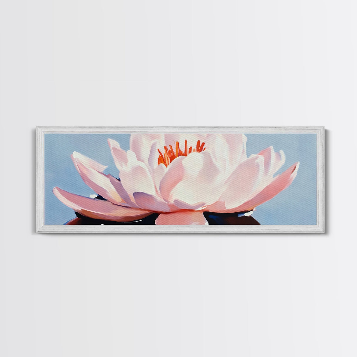 Lotus Flower, Pink Petals, Zen Botanical, Tranquil Nature Art, Meditation Space Decor, Canvas Print, Bathroom Wall Art, Modern Floral