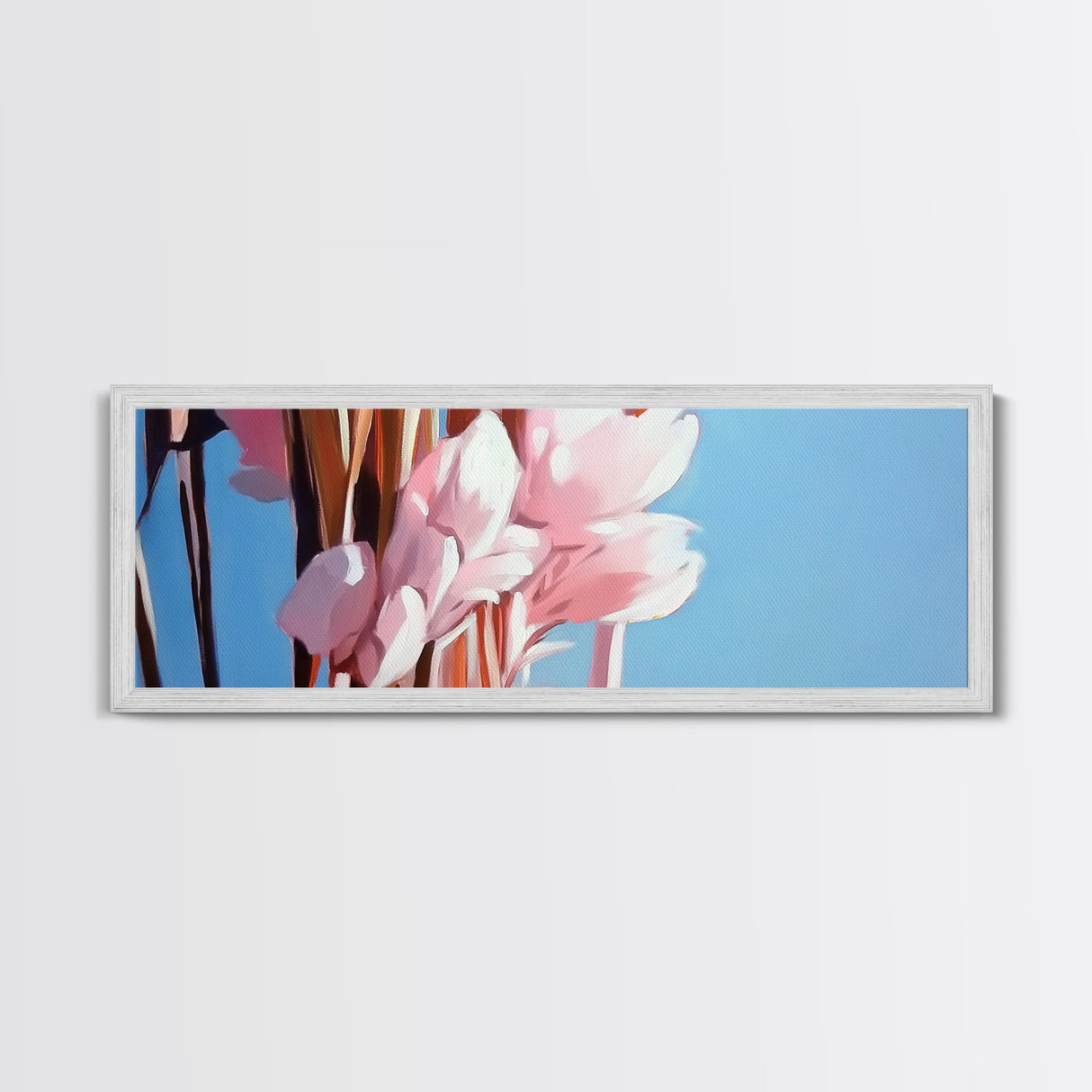 Blush Pampas, Soft Floral, Elegant Botanical Art, Minimalist Aesthetic, Pastel Wall Decor, Framed Canvas Print, Bedroom Wall Art