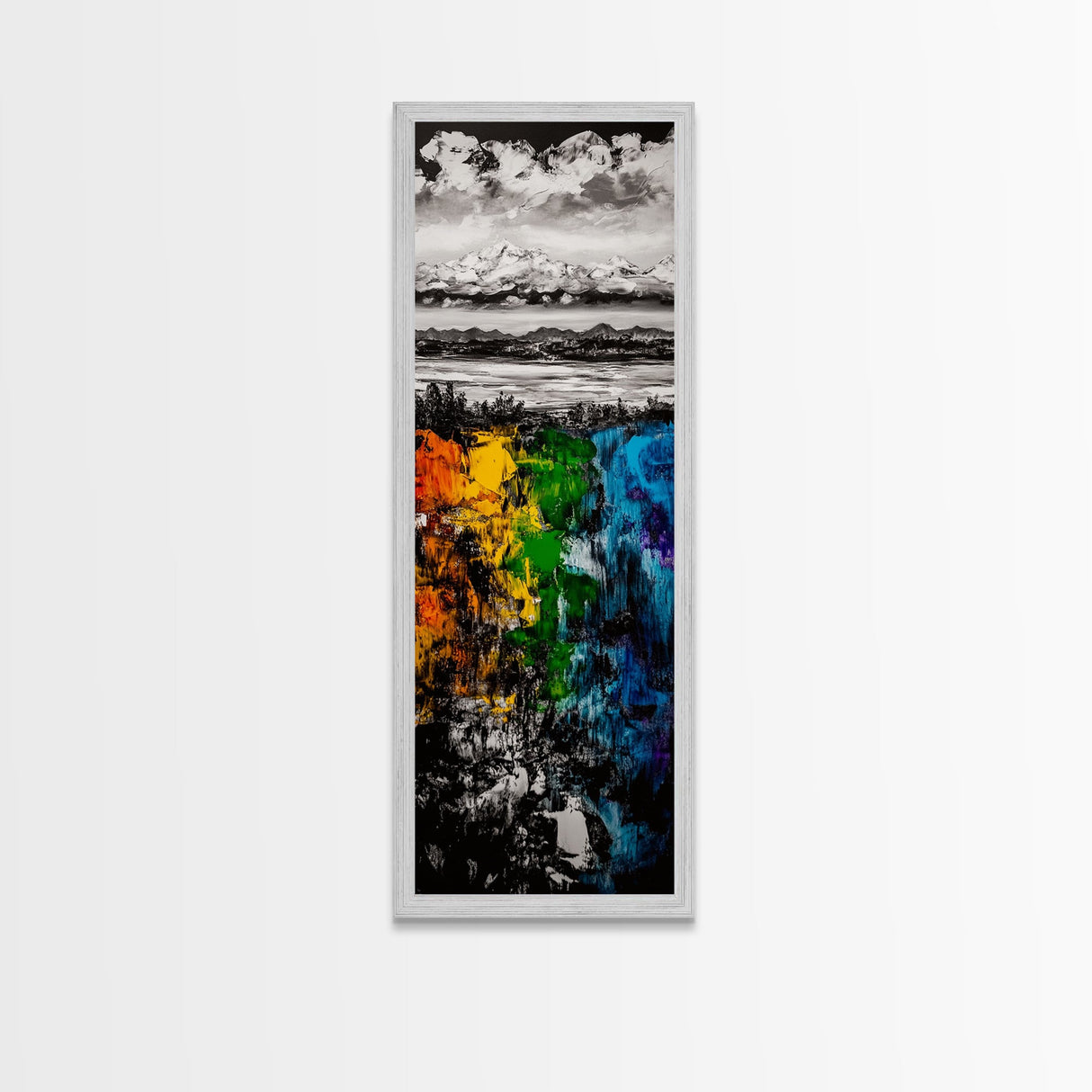 Abstract Mountain, Scenic Landscape, Autumn Colors Art, Canvas Print, Bold Nature Painting, Modern Wall Art, Office Decor