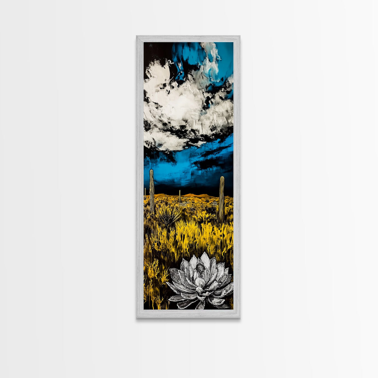 Desert Bloom, Cactus Flower Art, Southwest Landscape, Canvas Print, Bold Nature Decor, Modern Wall Art, Living Room Artwork