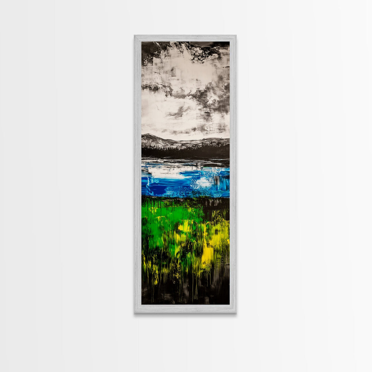 Mountain Reflections, Blue Green Abstract, Scenic Nature Art, Bold Landscape, Modern Home Aesthetic, Office Wall Decor, Canvas Print