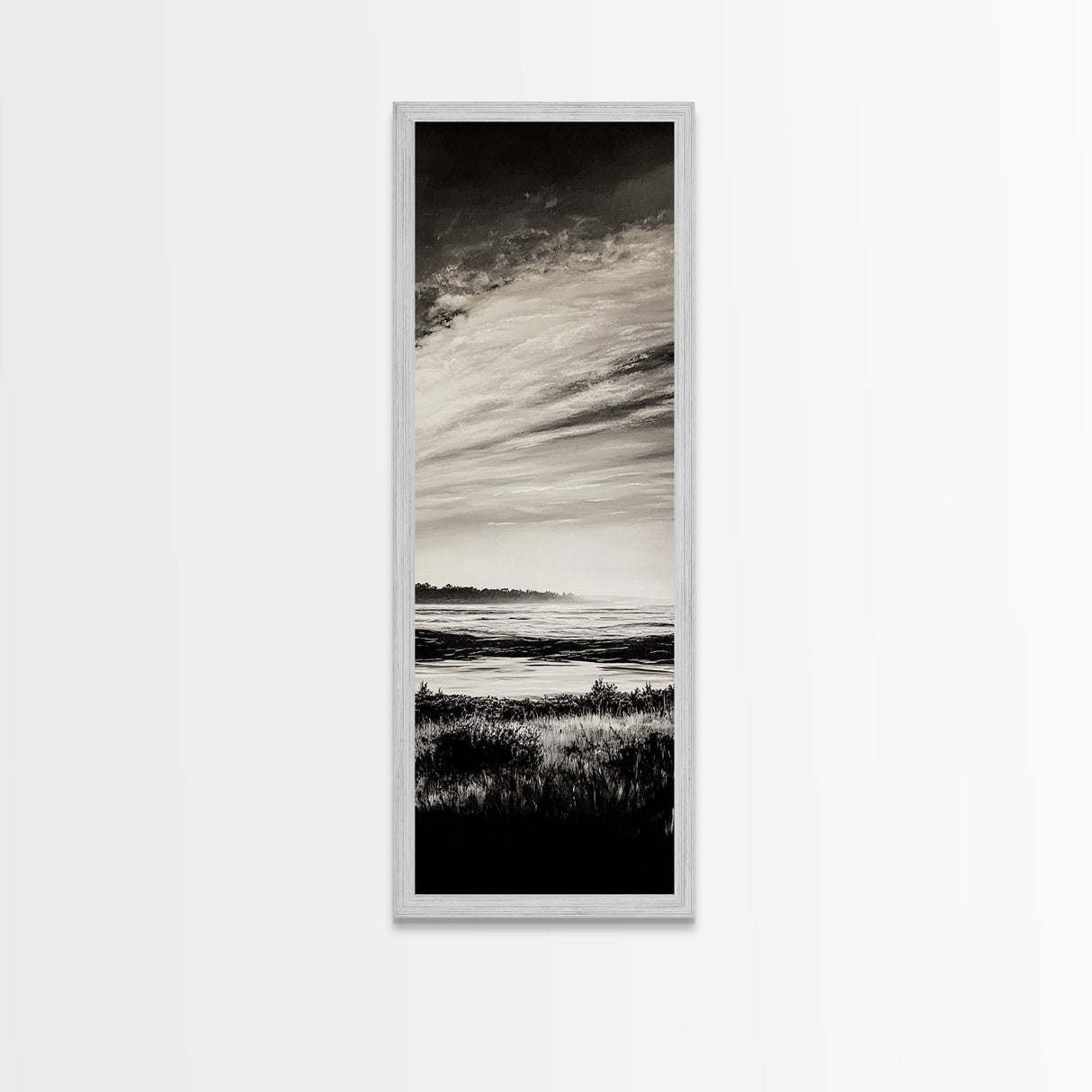 Black White, Seascape Art, Coastal Print, Framed Canvas Print, Monochrome Wall Art, Beach House Decor, Large Art, Living Room Artwork