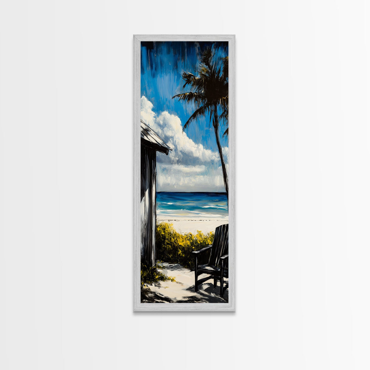 Beach Retreat, Palm Shade, Tranquil Escape, Canvas Print, Coastal Home Decor, Ocean Breeze, Relaxing Seaside, Living Room Wall Art