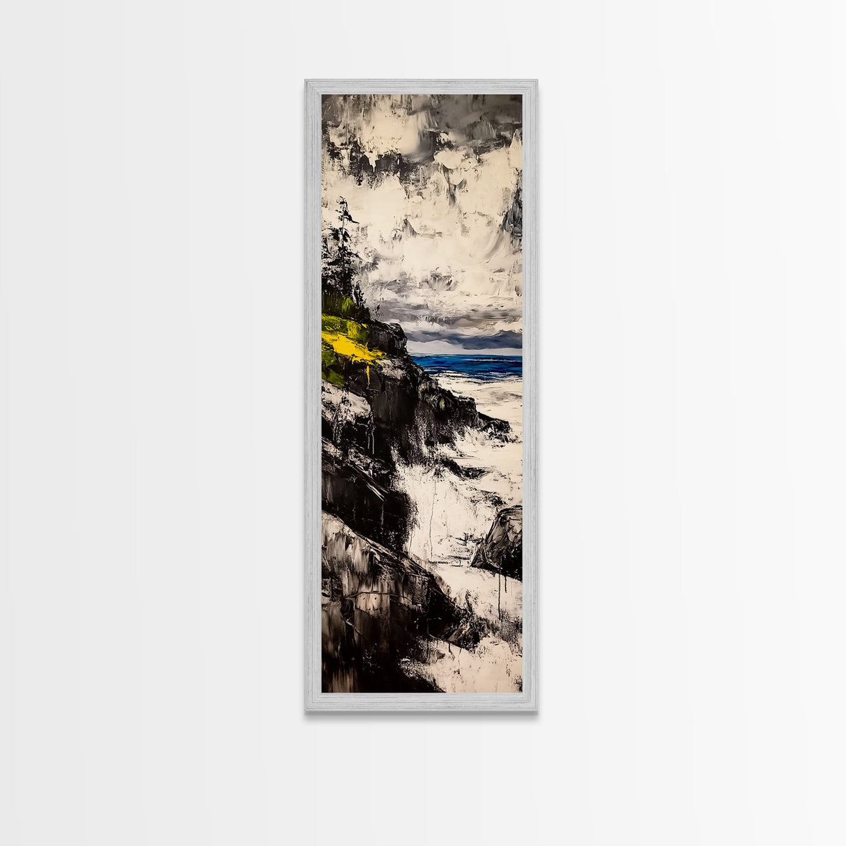 Coastal Cliff, Ocean Waves, Moody Seascape, Nautical Wall Art, Canvas Print, Beach House Decor, Modern Landscape, Living Room Art