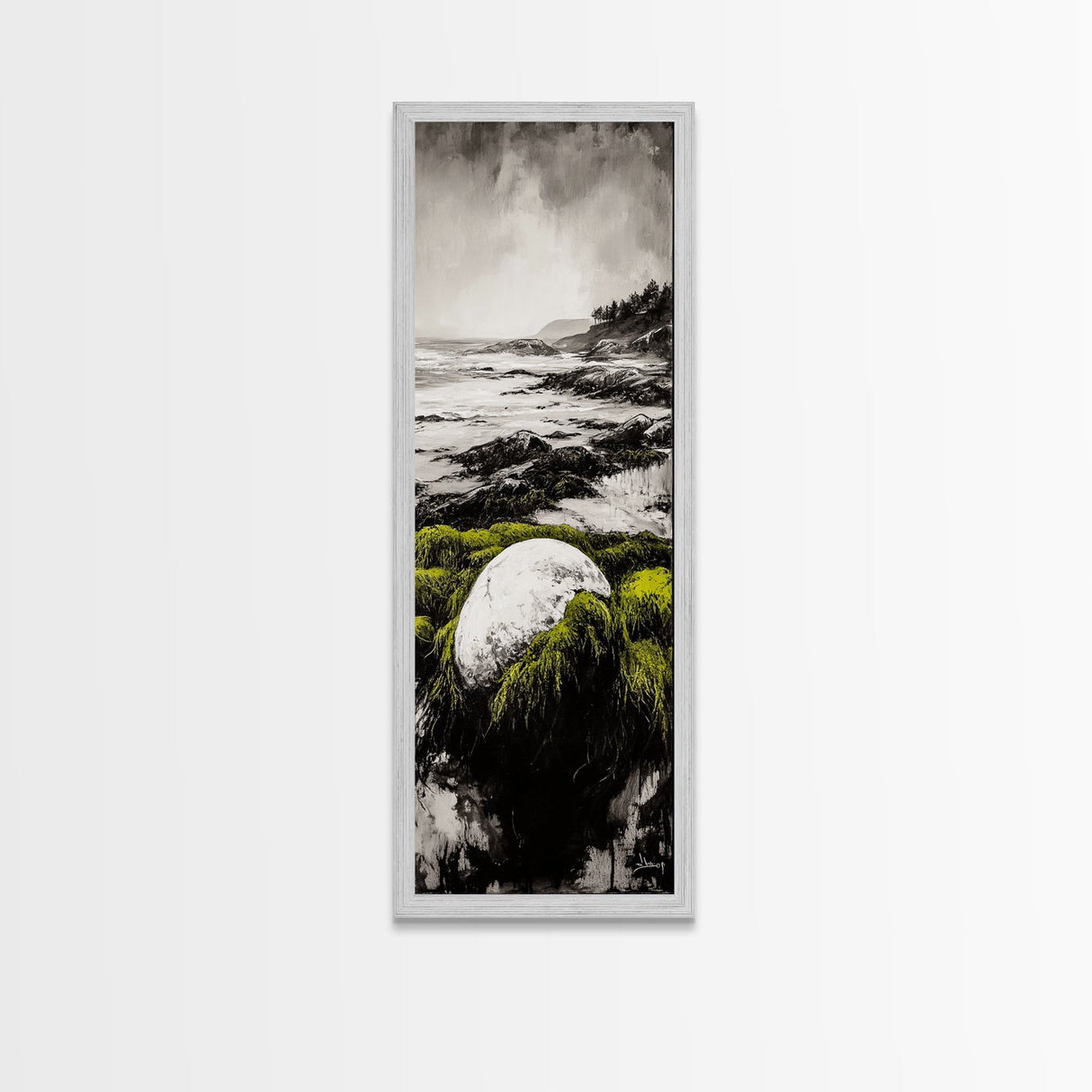 Coastal Rock, Ocean Landscape, Framed Canvas Print, Seascape Wall Art, Beach House Decor, Nautical Artwork, Minimalist Art, Bedroom Art