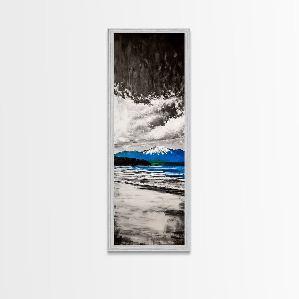 Mountain Lake, Blue Water, Canvas Print, Winter Landscape, Coastal Wall Decor, Rustic Home Art, Minimalist Nature Art, Office Wall Art