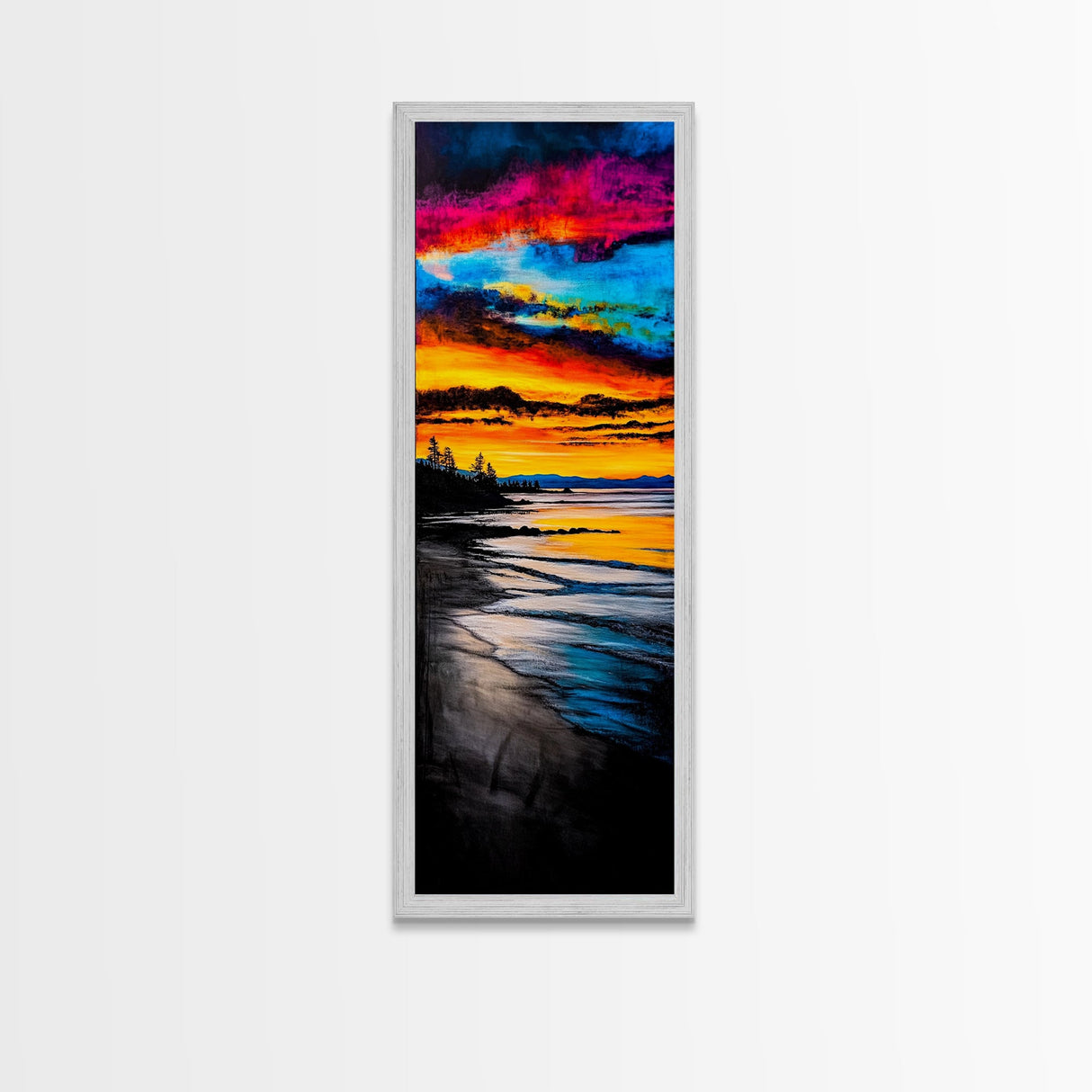 Colorful, Sunset, Reflection, Canvas Print, Ocean View Art, Bright Sunset Painting, Modern Home Decor, Bedroom Wall Art