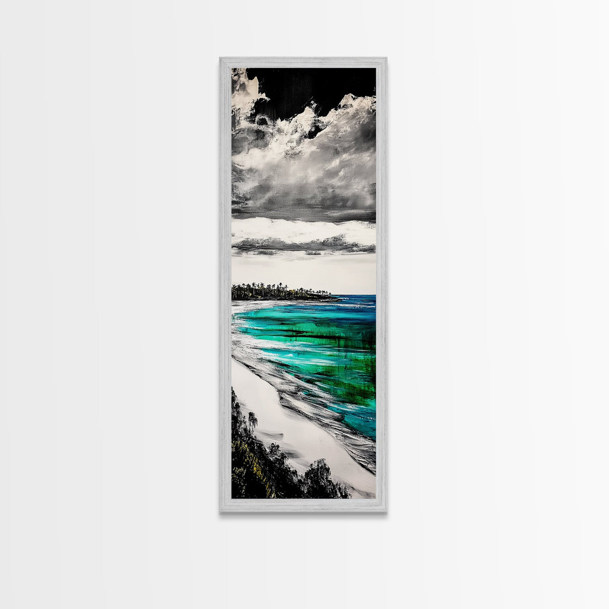 Turquoise Shore, Tropical Art, Beach Landscape, Canvas Print, Coastal Wall Art, Vibrant Ocean Decor, Living Room Artwork, Beach House