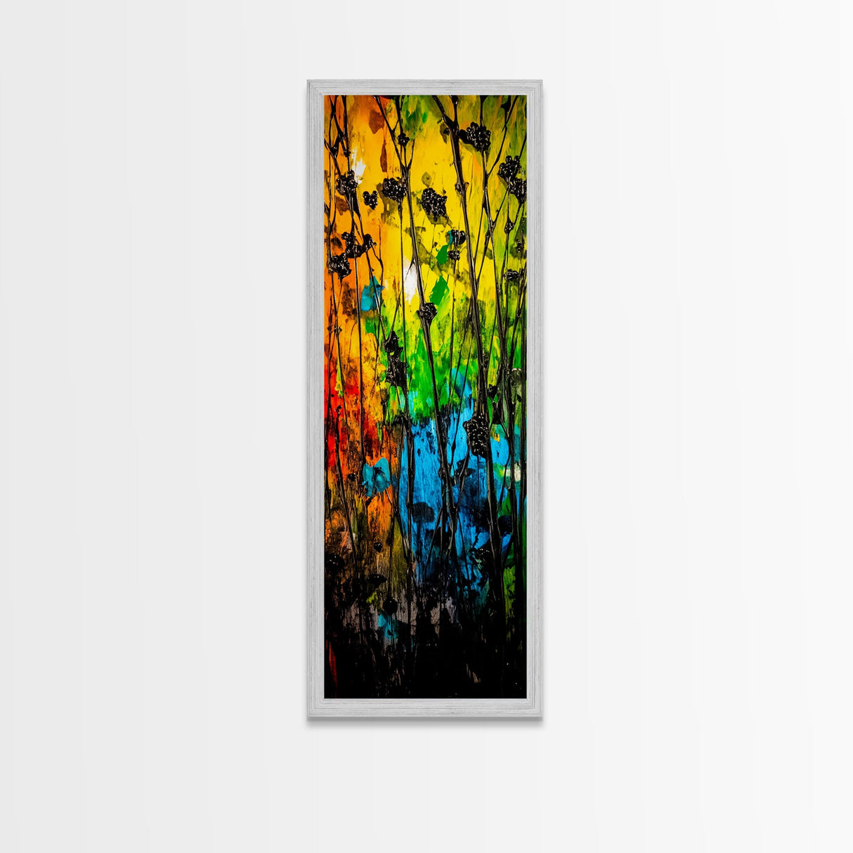 Vibrant Flowers, Colorful Abstract Art, Nature Painting, Expressive Home Decor, Framed Canvas Print, Living Room Wall Art, Bold Design