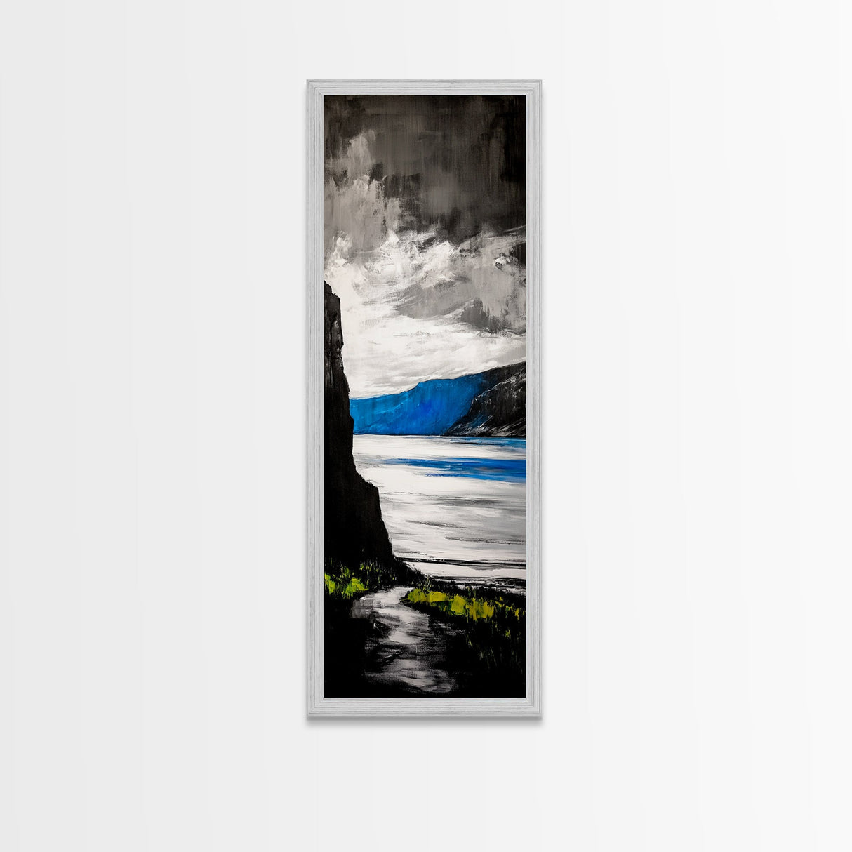 Coastal Cliffs, Ocean Landscape, Abstract Seascape, Modern Art, Canvas Print, Living Room Wall Art, Blue Gray Art, Minimalist Decor