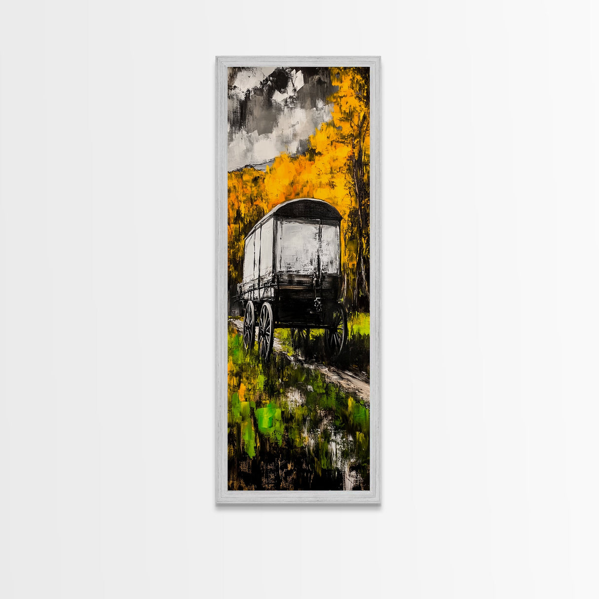 Autumn Wagon, Rustic Decor, Western Art, Framed Canvas Print, Wagon Painting, Fall Wall Art, Country Farmhouse, Living Room Wall Art