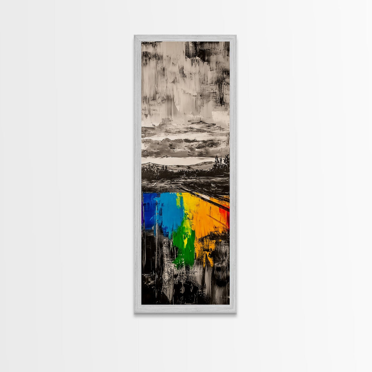 Rainbow Reflection, Colorful Landscape, Abstract Painting, Framed Canvas Print, Modern Wall Art, Office Decor, Unique Gift