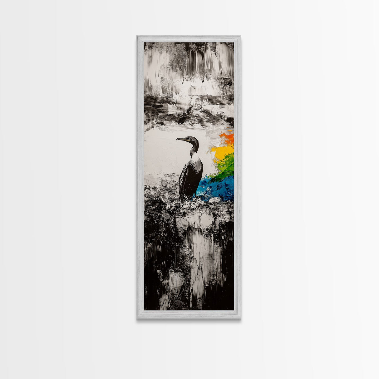 Majestic Bird, Black and White Art, Coastal Wildlife, Framed Canvas Print, Modern Decor, Ocean Inspired, Living Room Artwork