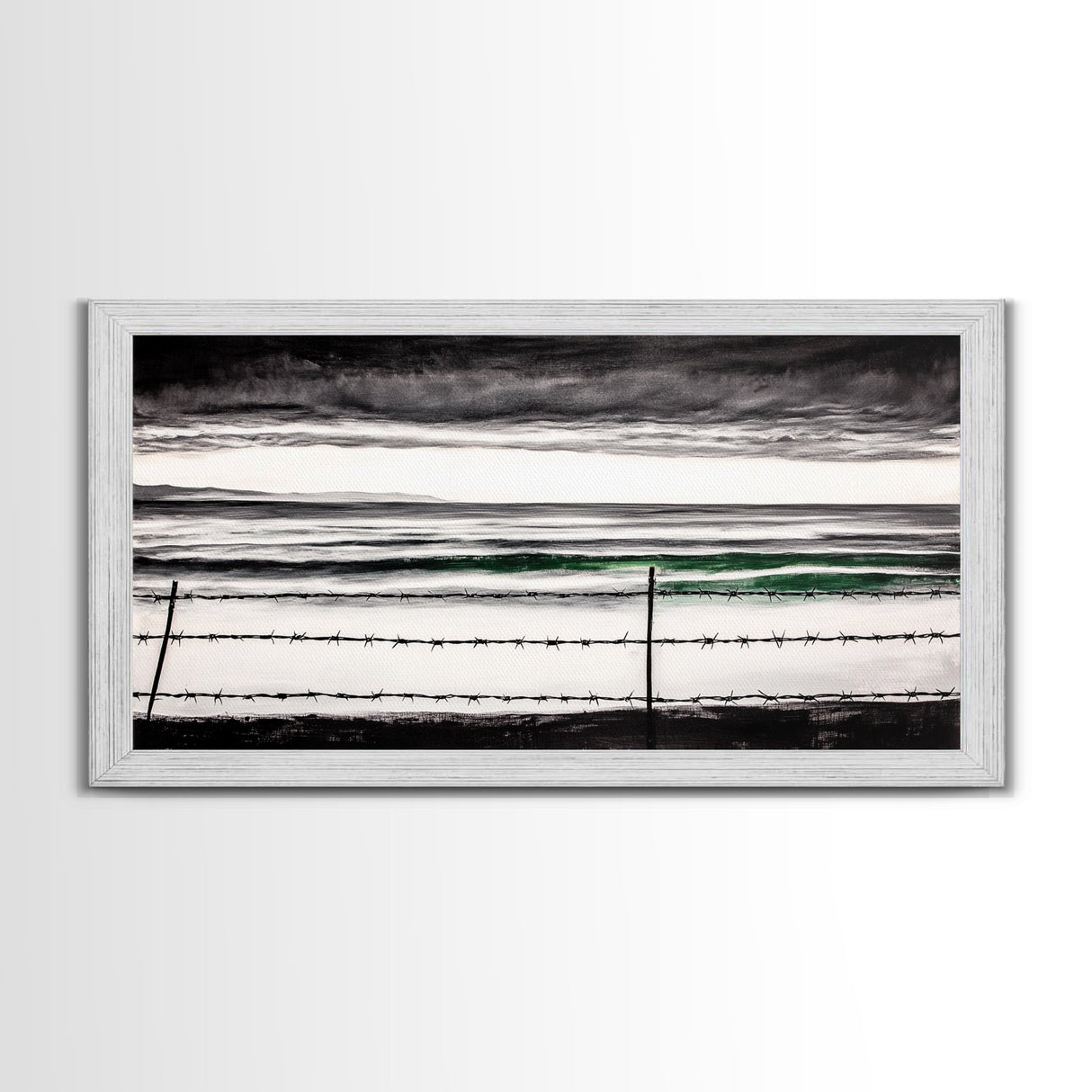 Stormy Ocean, Coastal Wall Art, Black and White Seascape, Minimalist Art, Modern Home Decor, Beach House Artwork, Framed Canvas Print
