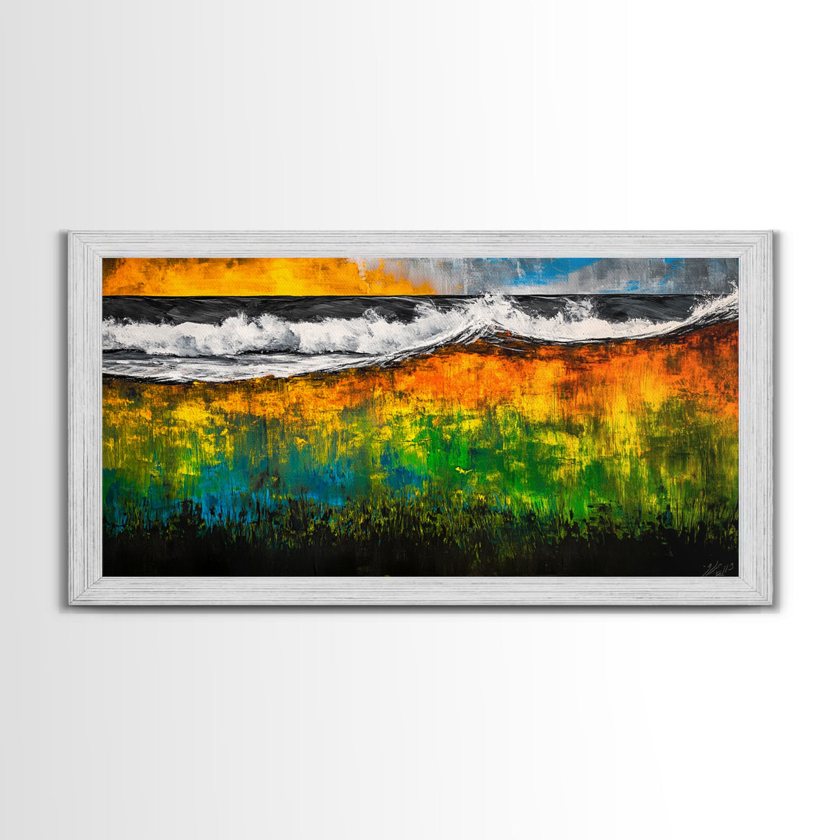 Ocean Waves, Vibrant, Abstract, Seascape, Canvas Print, Beach House Art, Coastal Wall Decor, Summer Decor, Nautical Art, Living Room Art