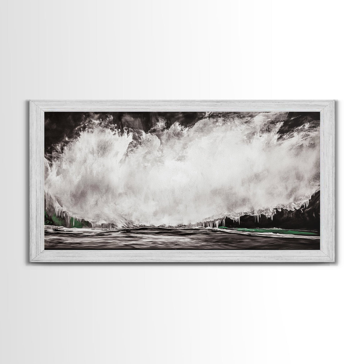 Abstract Waterfall Art, Black and White Canvas Print, Modern Wall Decor, Nature Inspired Artwork, Living Room Art, Minimalist Painting