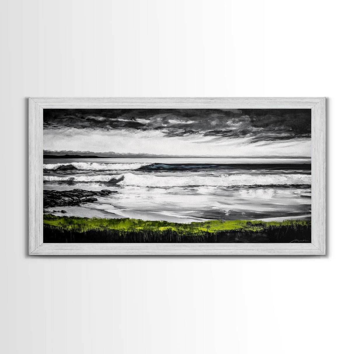 Stormy Coast, Ocean Waves, Black and White Seascape, Coastal Home Decor, Nautical Art, Living Room Wall Art, Canvas Print