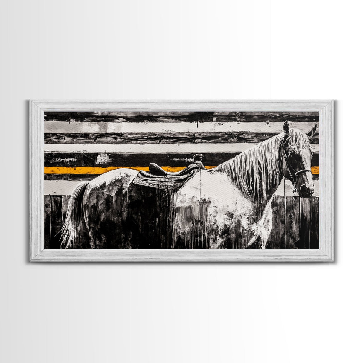 Majestic Horse, Western Wall Art, Black and White Canvas Print, Farmhouse Decor, Rustic Equestrian Art, Living Room Statement Piece