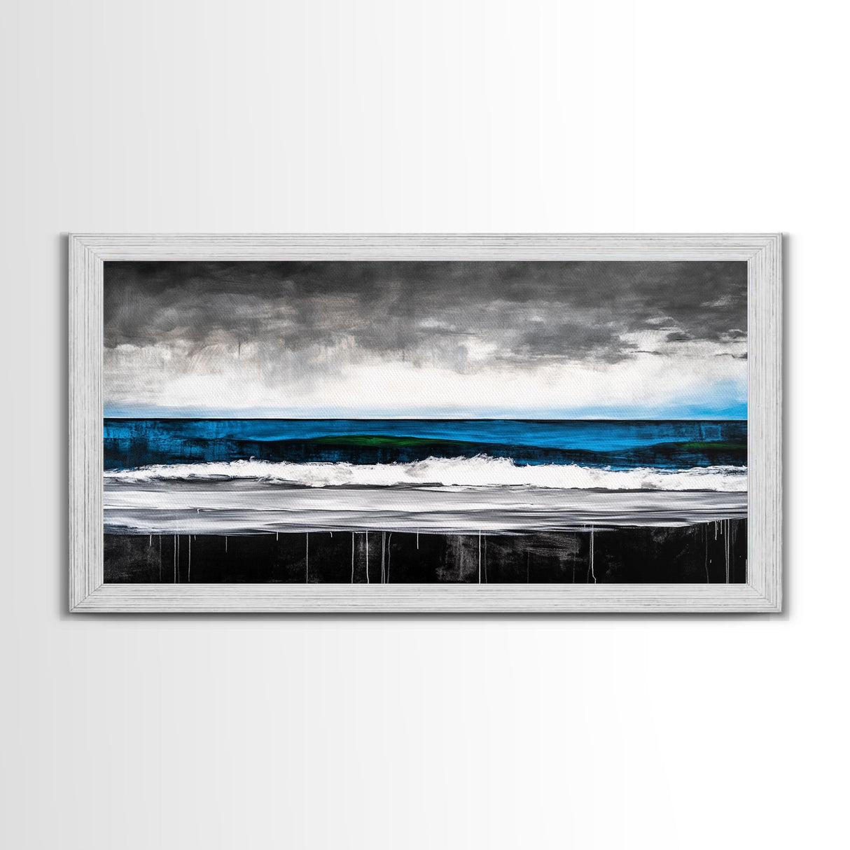 Ocean Wave, Moody Seascape, Coastal Art, Framed Canvas Print, Minimalist Wall Decor, Beach House Art, Modern Home Decor
