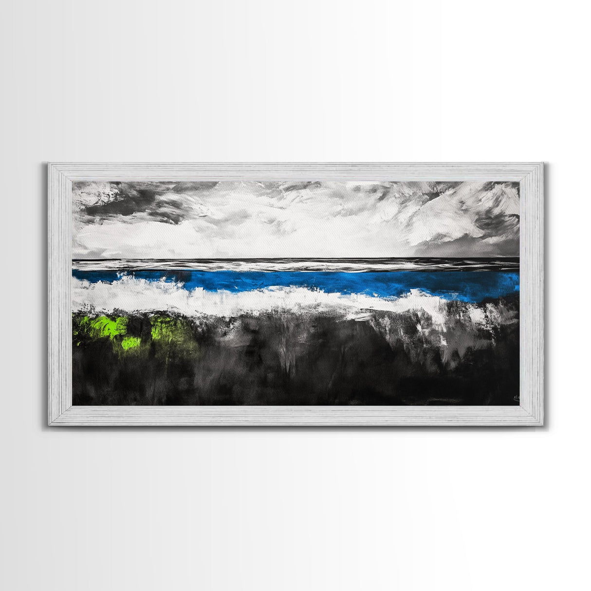 Abstract Ocean, Minimalist Seascape, Modern Coastal Wall Art, Ocean View, Nautical Home Decor, Framed Canvas Print, Beach House Art