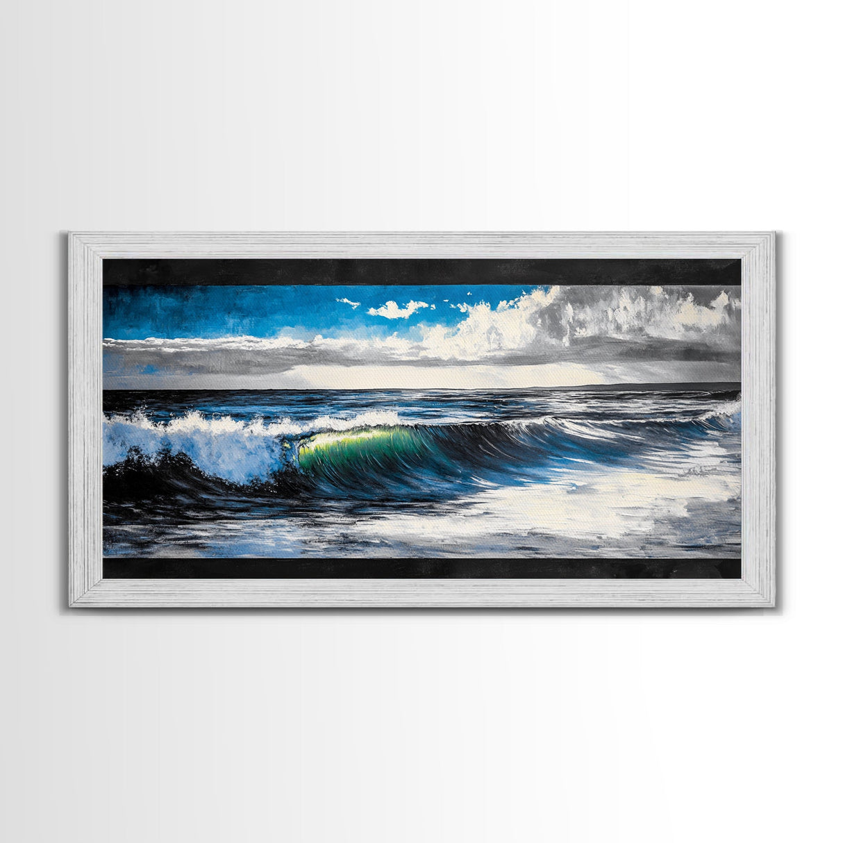Ocean Wave, Blue Water, Wall Art, Framed Canvas Print, Coastal Decor, Large Beach Print, Nautical Art, Living Room Wall Art