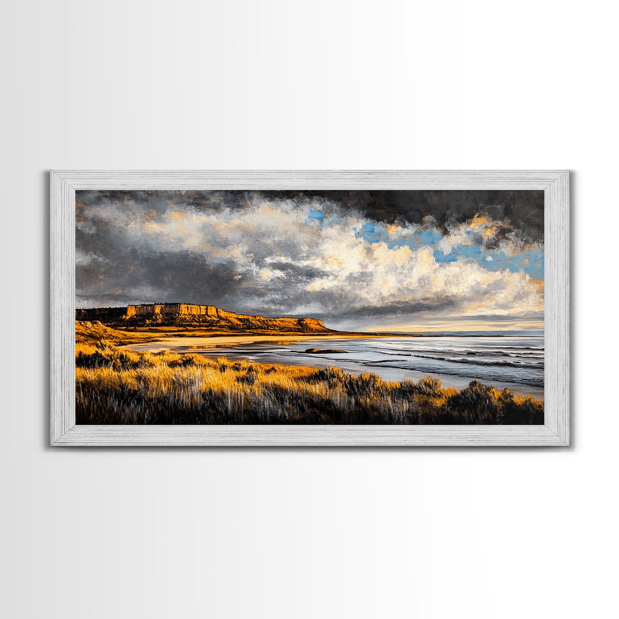 Canyon, Dramatic Sky, Southwest, Desert, Framed Canvas Print, Western Landscape Wall Art, Rustic Home Decor, Nature Painting, Fall Colors