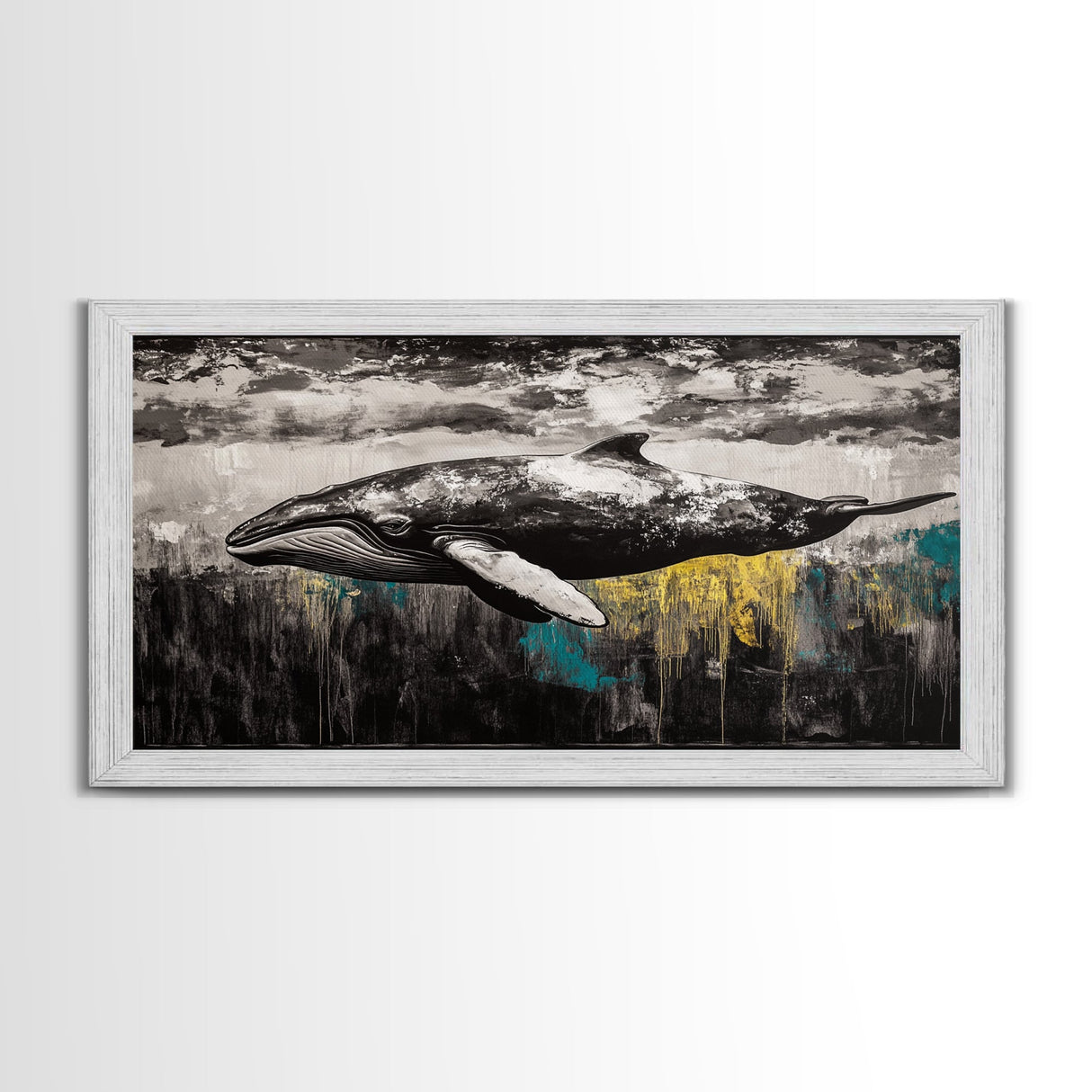 Whale Art, Ocean Life Decor, Nautical Canvas Print, Marine Wildlife Art, Black and White Art, Coastal Home Decor, Living Room Wall Art