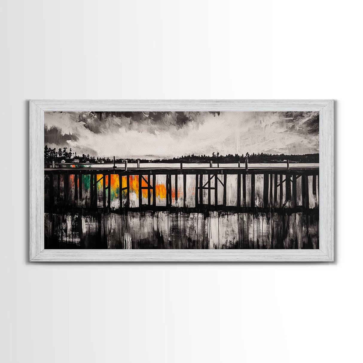 Wooden Pier, Lake House Art, Nautical Canvas Print, Black and White Art, Rustic Home Decor, Nature Artwork, Coastal Wall Art