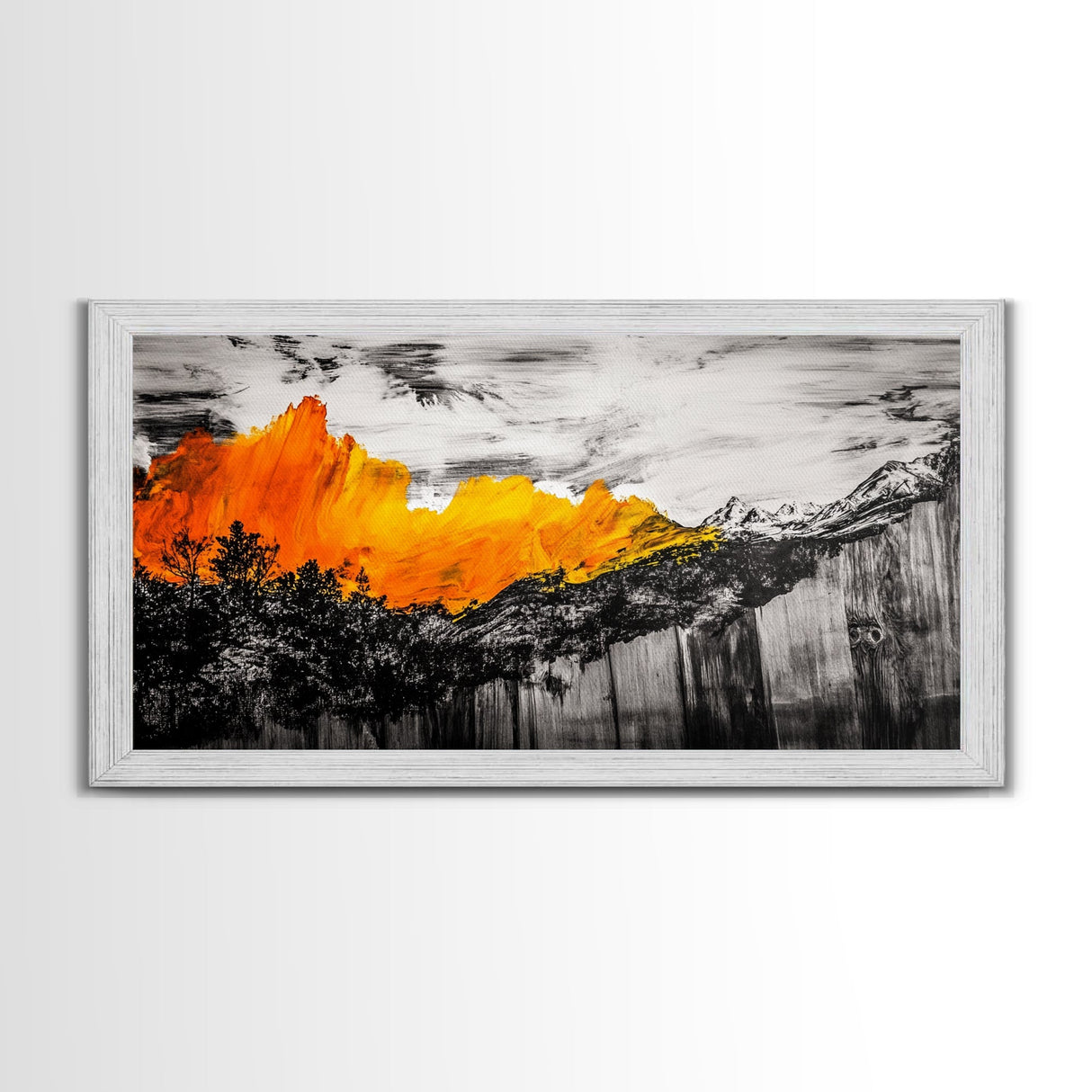 Firestorm, Mountain Art, Nature Abstract, Dramatic Canvas Print, Fall Art, Wilderness Decor, Rustic Living Room, Framed Canvas Print