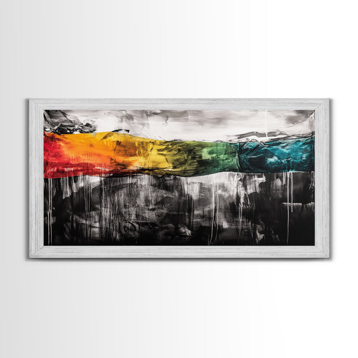 Abstract Expressionist Art, Dripping Paint Canvas, Minimalist Decor, Bold Contemporary Artwork, Modern Gallery Wall, Framed Canvas Print