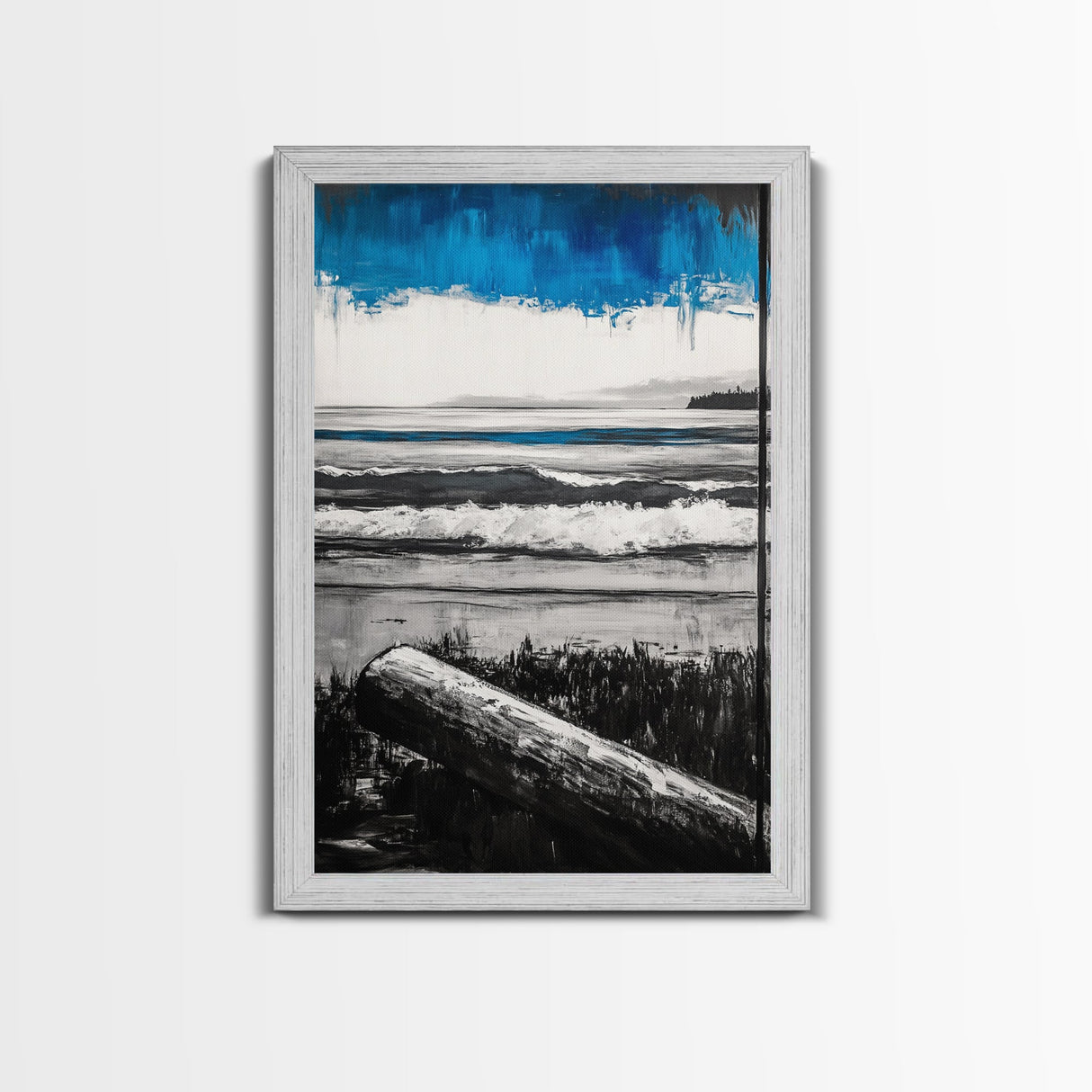 Ocean Serenity, Coastal Landscape, Nautical Wall Art, Beach House Decor, Framed Canvas Print, Living Room Wall Art, Seascape Painting