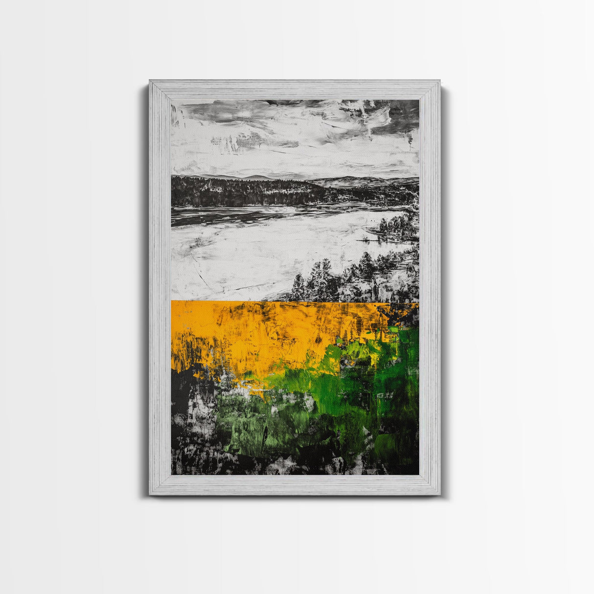 Modern Abstract Landscape, Unique Nature Scene, Rustic Farmhouse Wall Decor, Minimalist Home Gift, Framed Canvas Print
