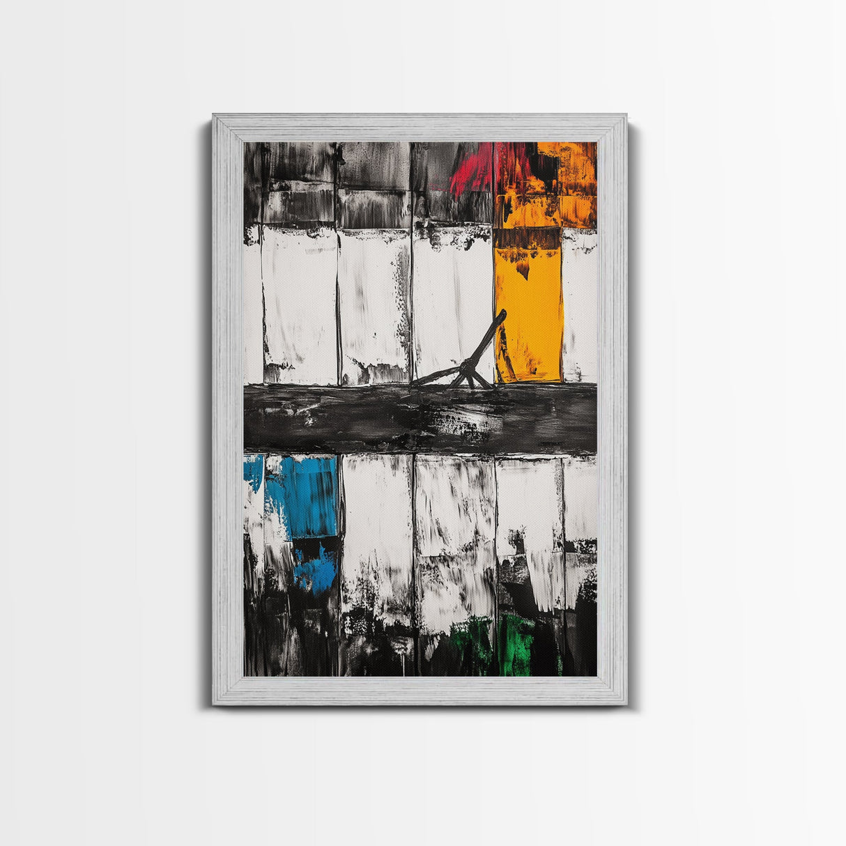 Urban Window, Abstract City Art, Modern Minimalist Wall Decor, Black and White Industrial, Rustic Texture, Canvas Print, Home Office