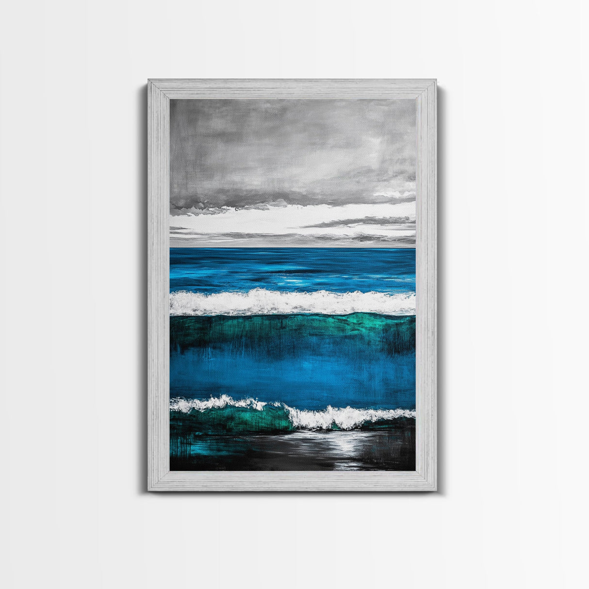 Ocean Waves, Coastal Abstract, Bold Blue, Canvas Print, Beach Wall Art, Modern Minimalist Painting, Bedroom Wall Decor
