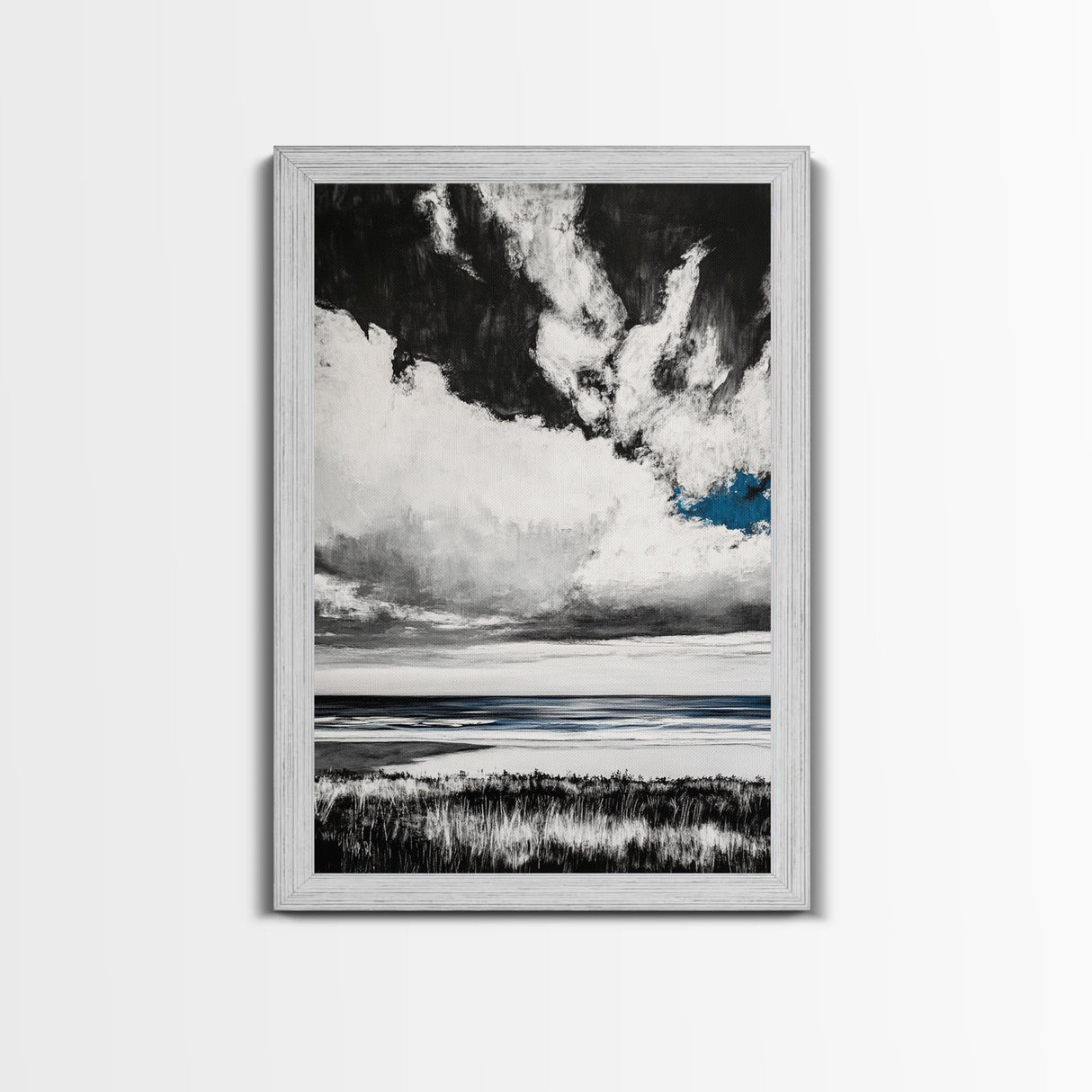 Ocean Serenity, Coastal Wall Art, Minimalist Seascape, Beach House Decor, Monochrome Landscape, Tranquil View, Canvas Print