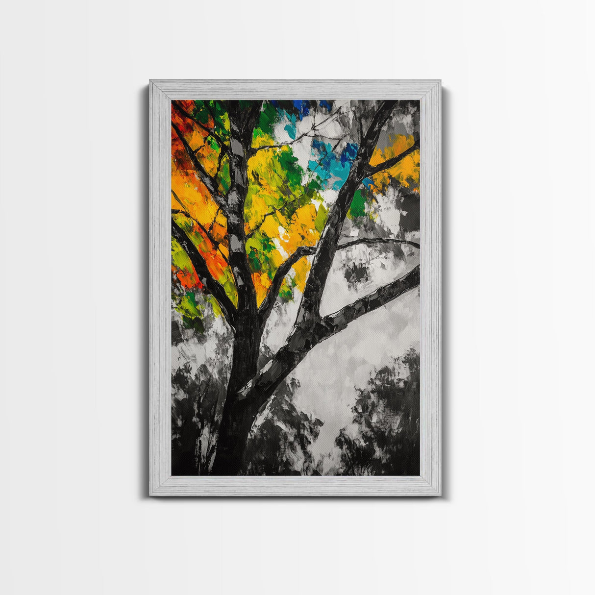 Autumn Tree, Colorful Wall Art, Vibrant Home Decor, Modern Nature Painting, Boho Wall Print, Seasonal Aesthetic, Canvas Print