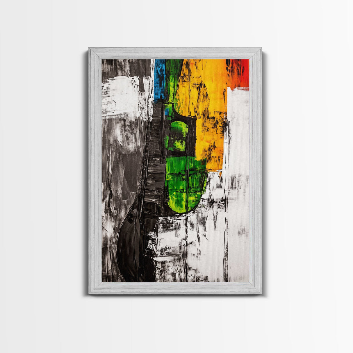 Colorful Guitar, Abstract Canvas Print, Music Lover Decor, Bohemian Wall Art, Artistic Home Painting, Living Room Statement Art