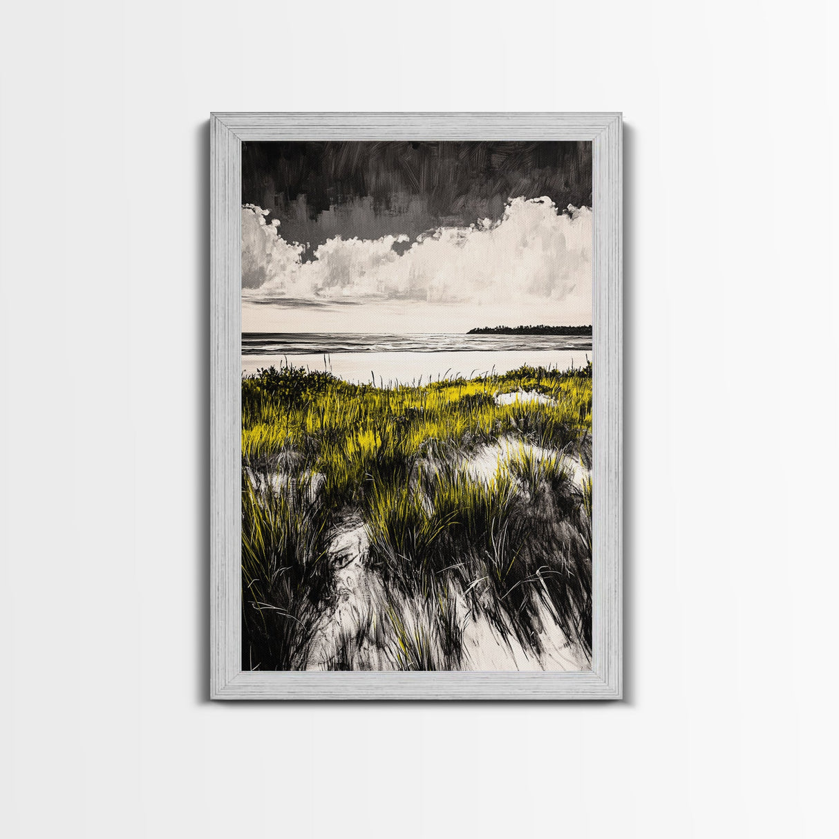 Dune Grass, Coastal Landscape Wall Art, Beach House Decor, Serene Nature Print, Rustic Seaside Art, Framed Canvas Print