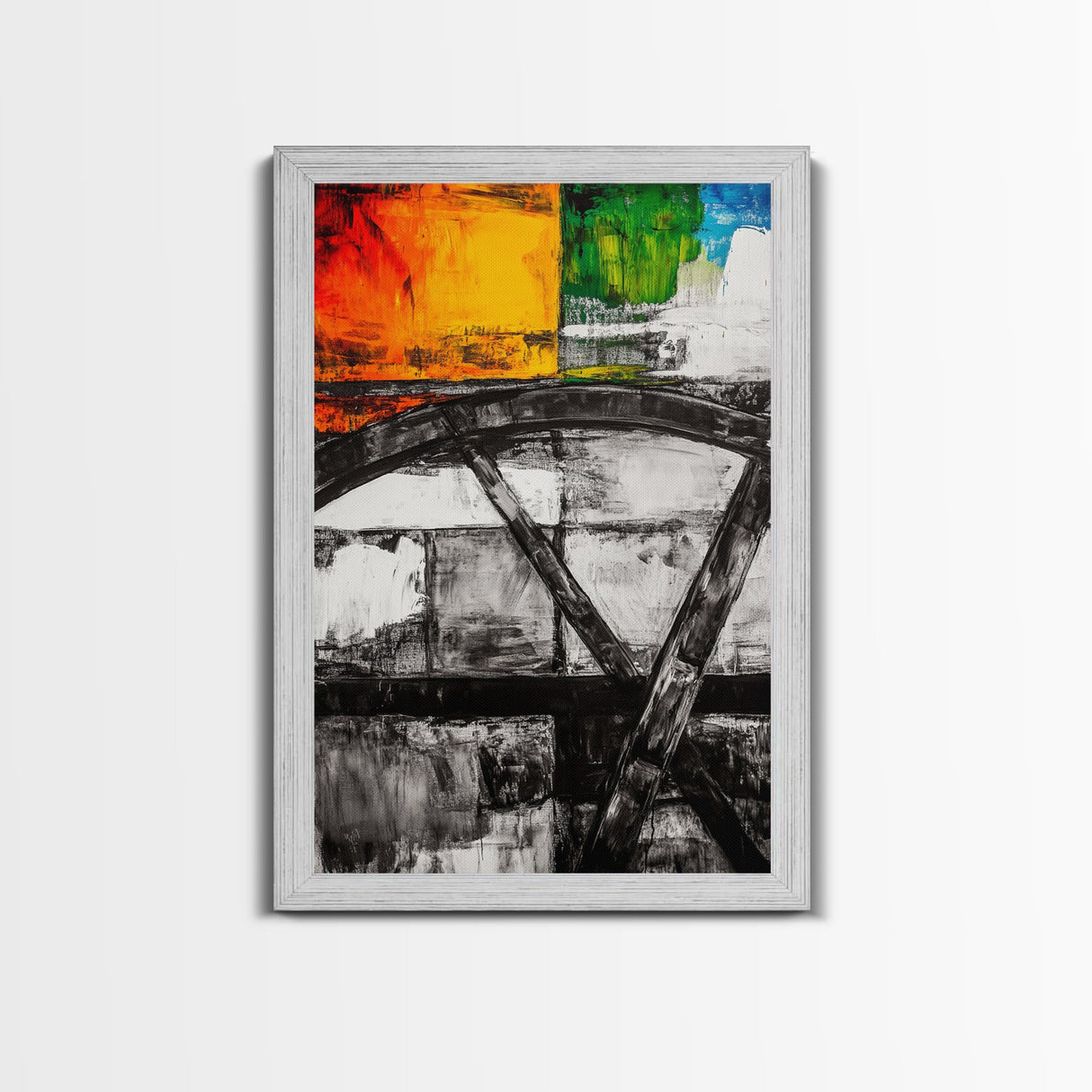 Industrial Abstract, Modern Wall Art, Bold Textured Painting, Framed Canvas Print, Contemporary Office Decor, Unique Statement Piece