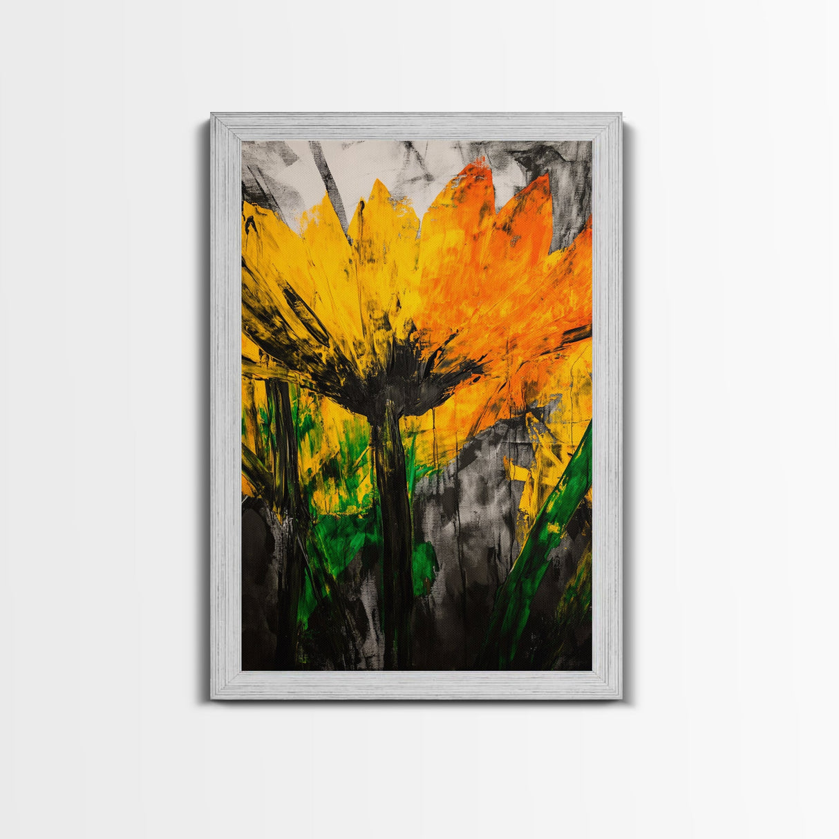 Sunflower Bloom, Fall Wall Art, Framed Canvas Print, Yellow Floral Art, Rustic Farmhouse Decor, Boho Kitchen Art, Country Home