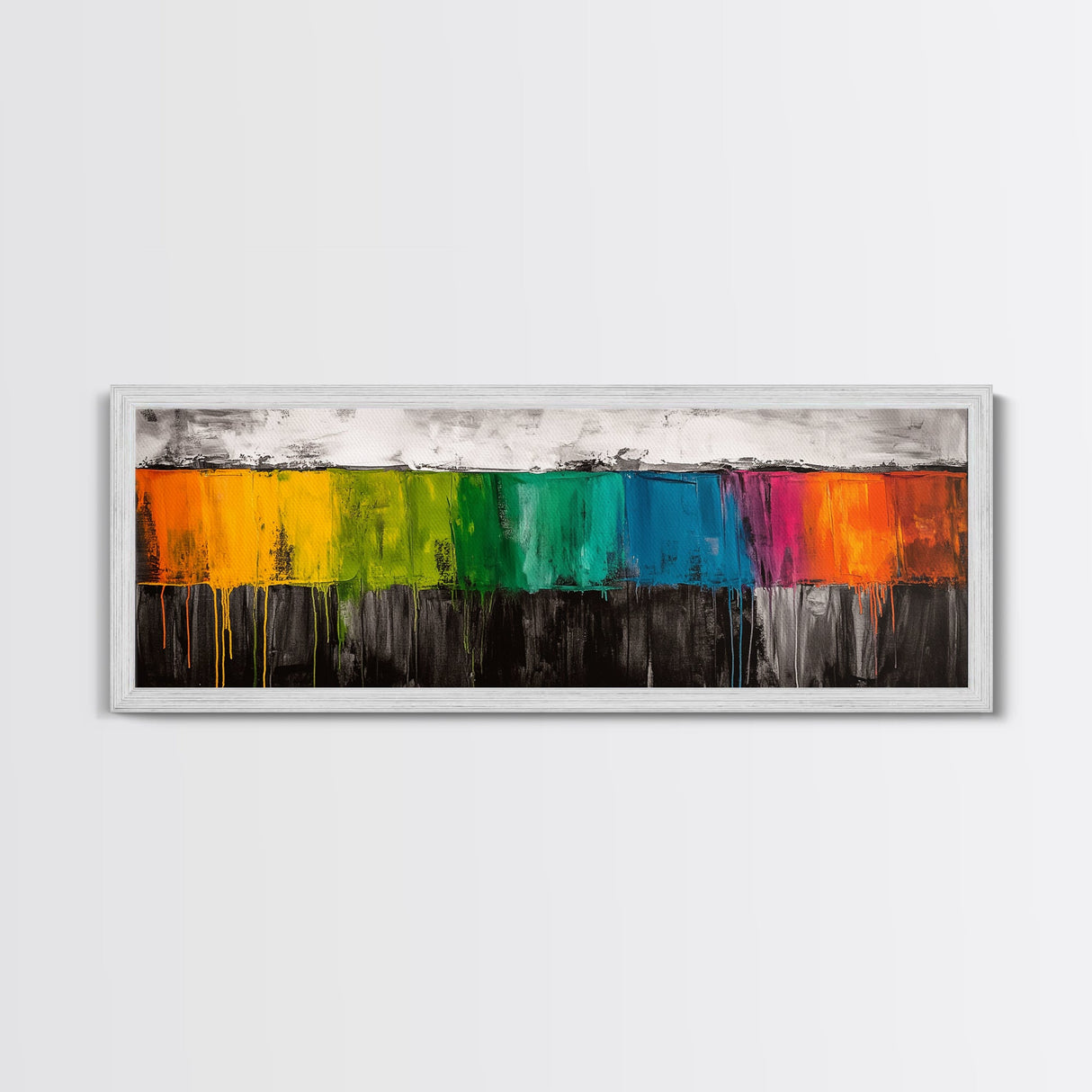 Dripping Paint Abstract, Vibrant Color Art, Modern Expressionist Painting, Bold Wall Art, Framed Canvas Print, Office Wall Decor