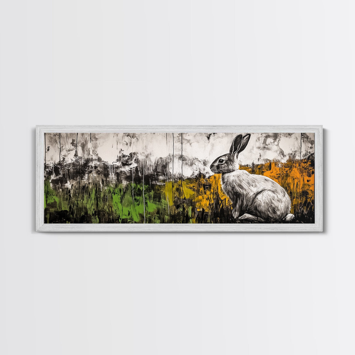 Rabbit Painting, Animal Canvas Print, Wildlife Art, Nature Inspired Decor, Neutral Tones, Modern Farmhouse Art, Living Room Wall Art