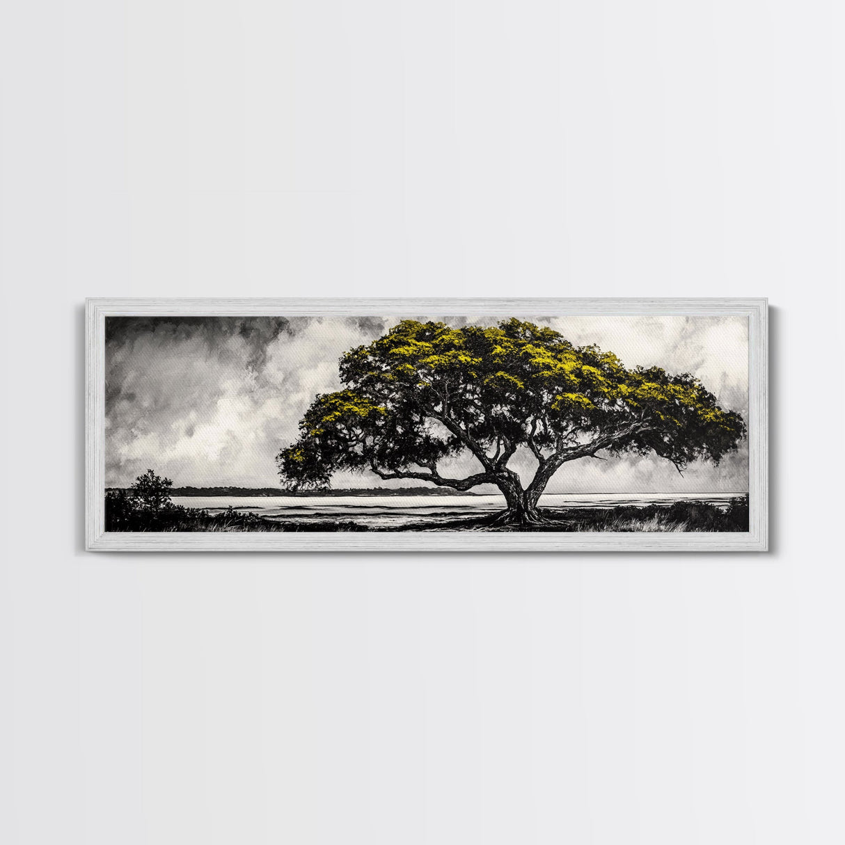 Majestic Tree, Black and White Landscape, Nature Art, Rustic Wall Decor, Framed Canvas Print, Living Room Art, Fall Inspired, Timeless Scene