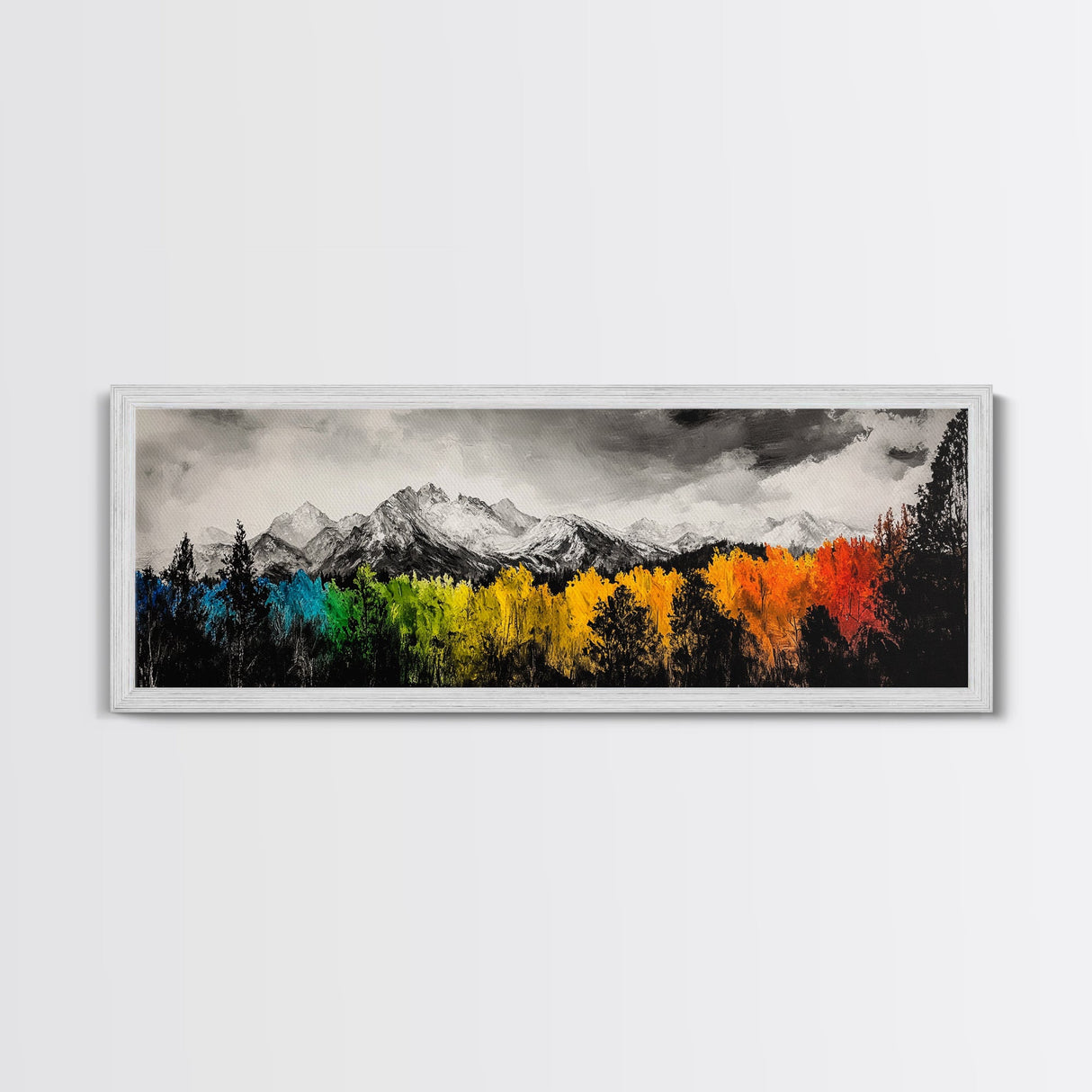 Autumn Colors, Vibrant Mountain Art, Seasonal Landscape, Framed Canvas Print, Nature Wall Art, Cabin Decor, Large Print