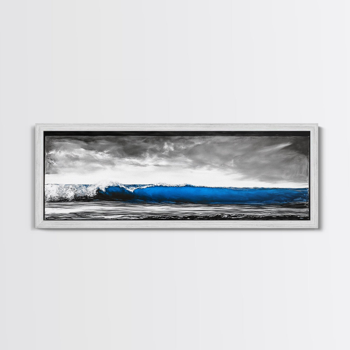 Blue Wave, Stormy Ocean, Abstract Seascape, Beach Home Decor, Canvas Print, Coastal Wall Art, Minimalist Style, Bedroom Artwork