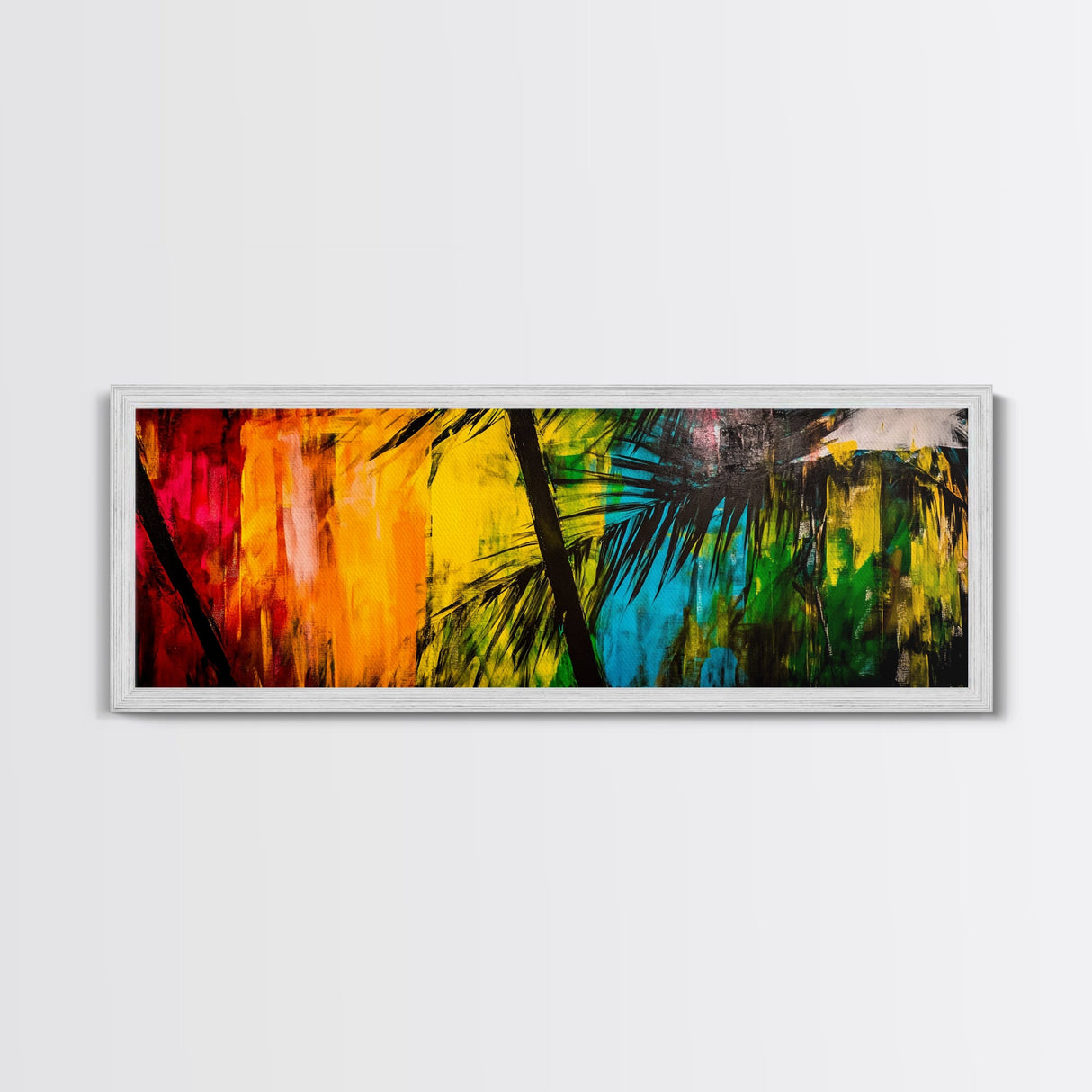 Palm Tree, Tropical Colors, Vibrant Abstract, Canvas Print, Boho Art, Modern Wall Art, Beach House Decor, Living Room Statement Piece