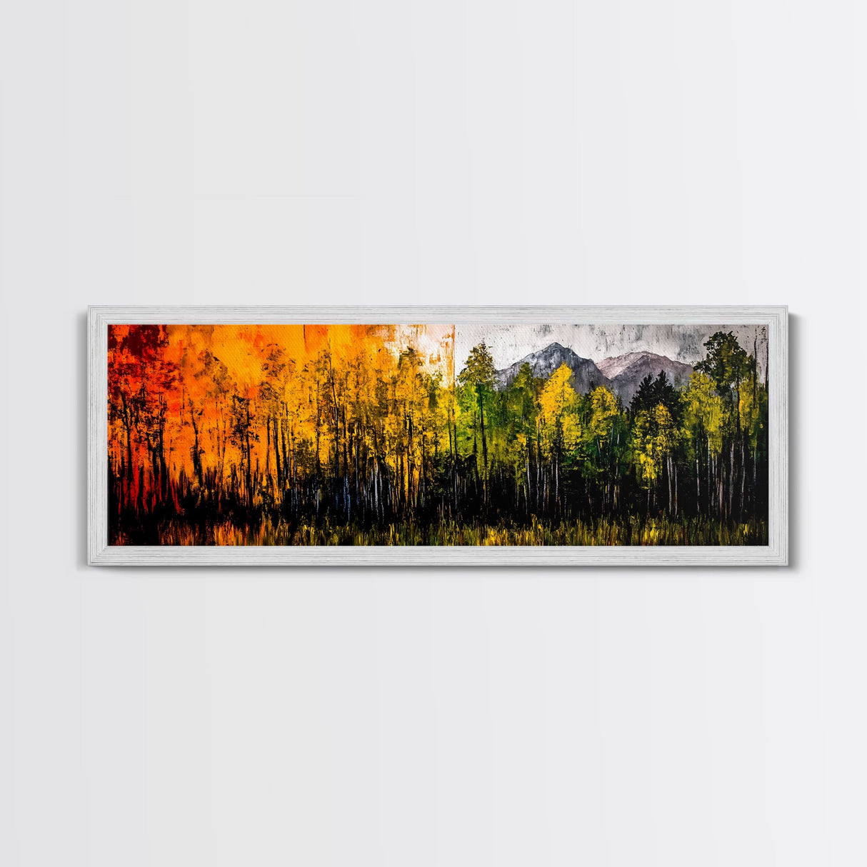 Autumn Trees, Mountain View, Framed Canvas Print, Fall Landscape Art, Rustic Home Decor, Large Wall Art, Warm Color Wall Art