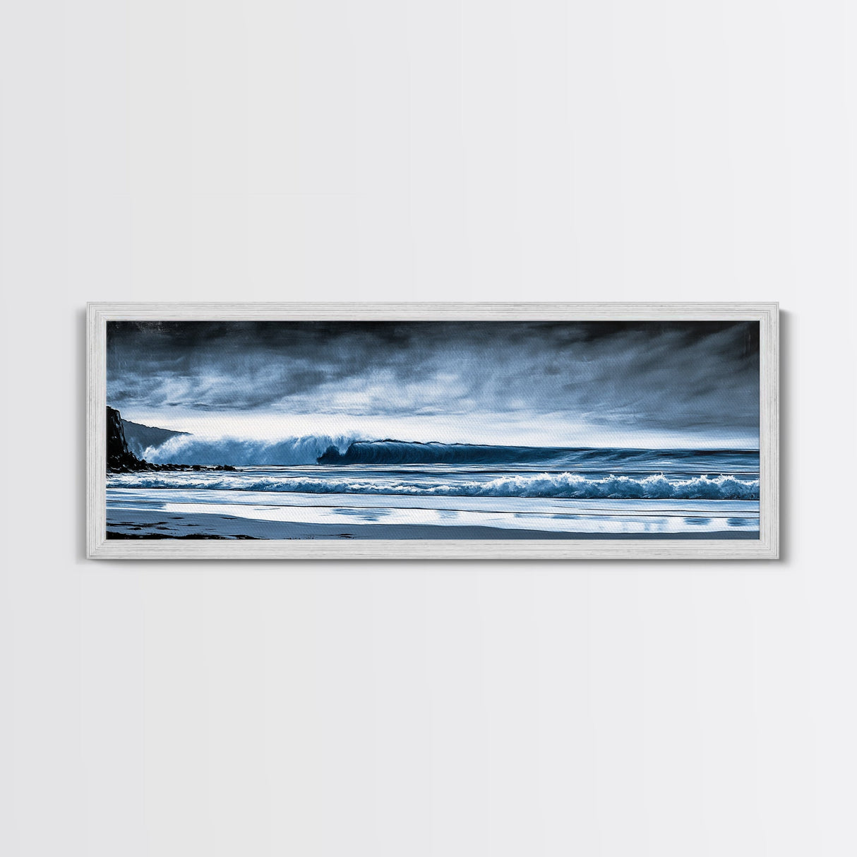 Ocean Wave, Moody Seascape, Blue Water Art, Stormy Sky, Coastal Home Accent, Surfer Decor, Minimalist Wall Art, Canvas Print