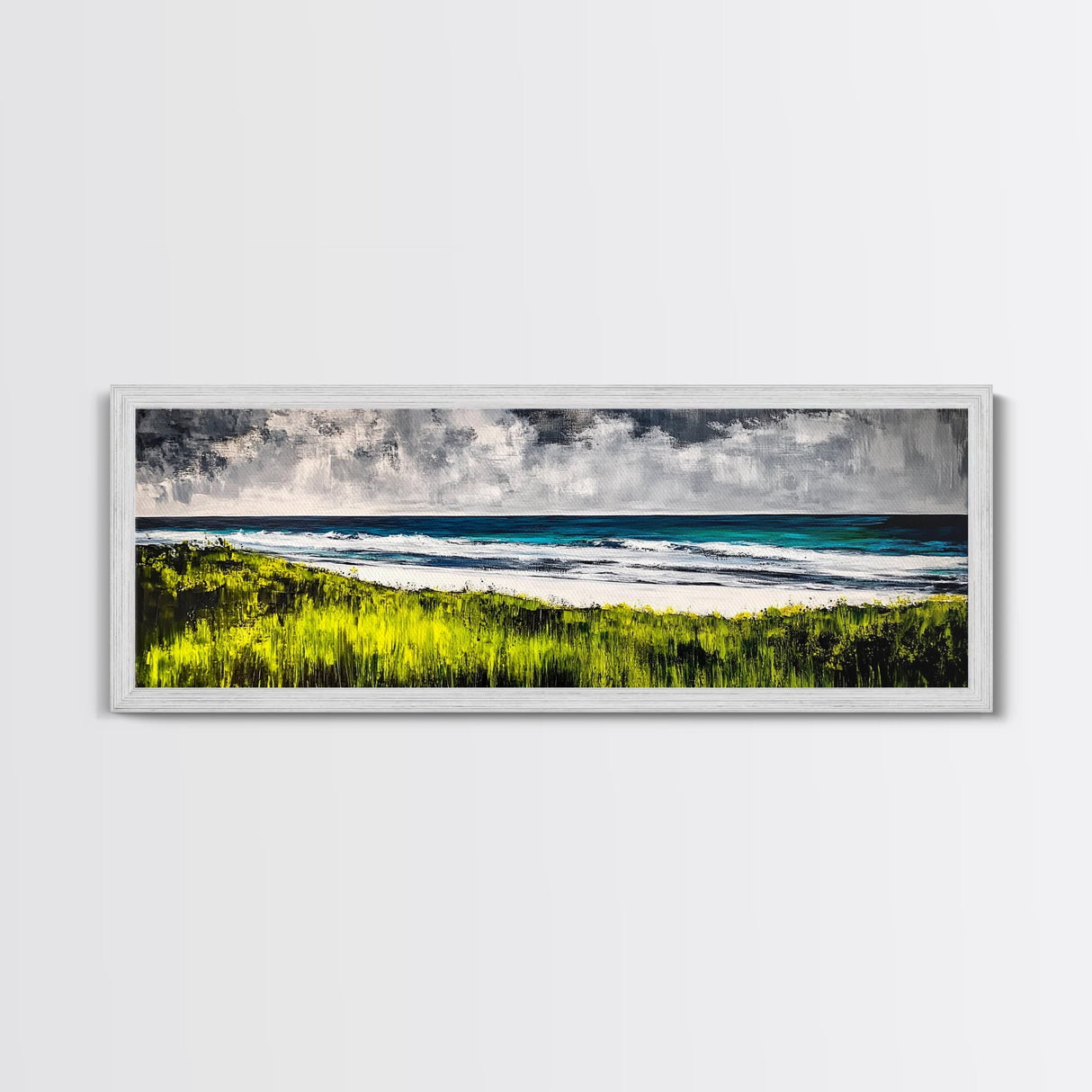 Seaside Escape, Grassy Cliffs, Coastal Wall Art, Canvas Print, Beach Landscape Painting, Relaxing Ocean View, Bedroom Wall Decor